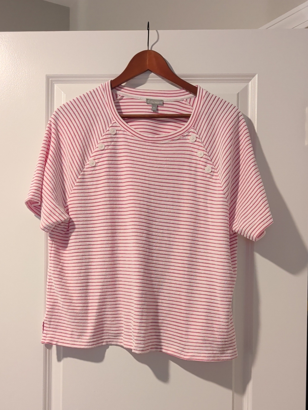 Talbots Pink and White Striped Short Sleeve Tee